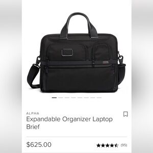 Tumi Black Laptop Bag with Durable Design and Adjustable Strap
